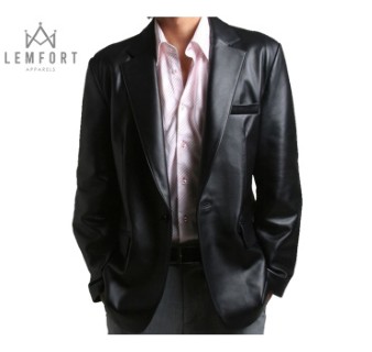 new-mens-blazer-black-long-lapel-tailored-fit-soft-leather-jacket-coat