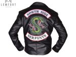 Men's Southside Serpents Riverdale Embroidery Patch Synthetic & Real Leather Jacket