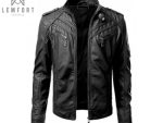 Mens Vintage Black Genuine Antique Leather Jacket Slim Fit Real Biker