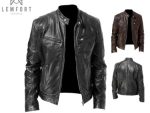 Mens Vintage Cafe Racer Black Brown Genuine Leather Slim Fit Real Biker Jacket
