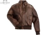 Men Aviator A-2 Flight Jacket Real Brown Distressed Leather Bomber Jacket