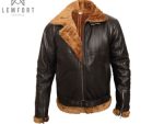 Aviator B3 RAF Brown Bomber WWII Real Brown Shearling Sheepskin Leather Flight Jacket