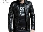 Men's Genuine Lambskin Leather Motorcycle Jacket Slim Fit Biker Jacket