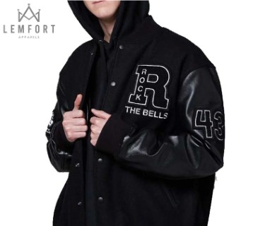 LL Cool J Rock The Bells Letterman Jacket with Real Cowhide Leather Sleeves - Image 4