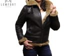 Ladies Aviator B3 New Ginger Women's RAF Hooded Shearling Sheepskin Leather Jacket