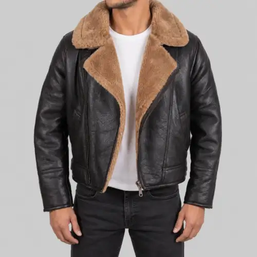 Men's Genuine Sheepskin Leather Bomber RAF Flying Sherling Jacket