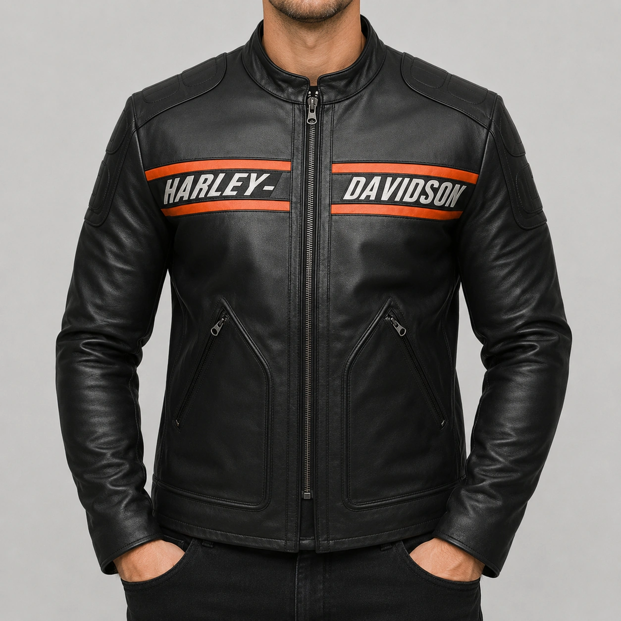 WWE Bill Goldberg Harley Davidson Motorcycle Vintage Biker Black Leather Jacket