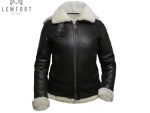 Ladies Aviator B3 White RAF Hooded Shearling Sheepskin Classic Leather Jacket