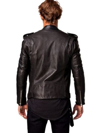 Men Leather Jacket Black Slim fit Biker Genuine Lambskin Jacket - Image 2
