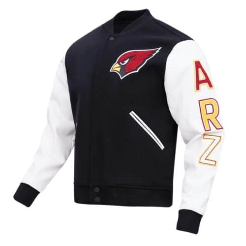 Arizona Cardinals Black and White Wool Varsity Jacket