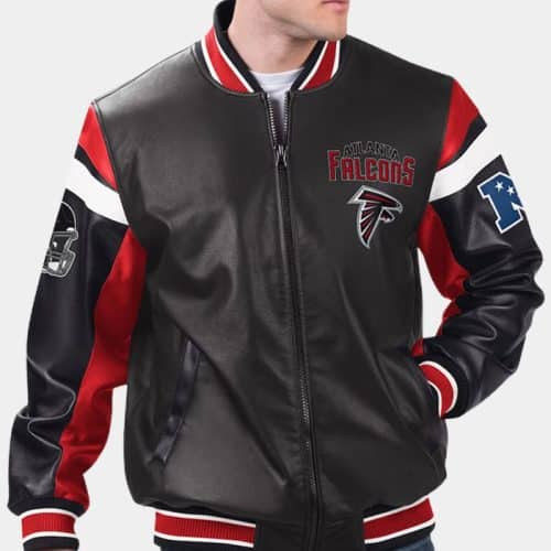 Men’s Atlanta Falcons Black Full-Zip Leather Jacket