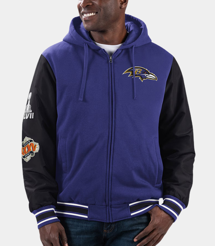 NFL Men’s Baltimore Ravens Purple Full-Zip Hoodie - Image 3