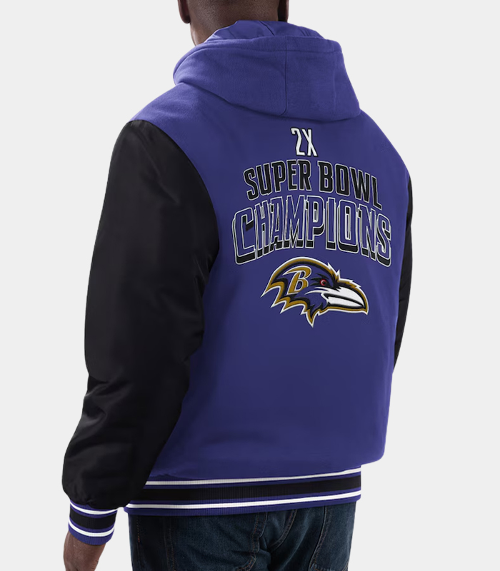 NFL Men’s Baltimore Ravens Purple Full-Zip Hoodie - Image 2