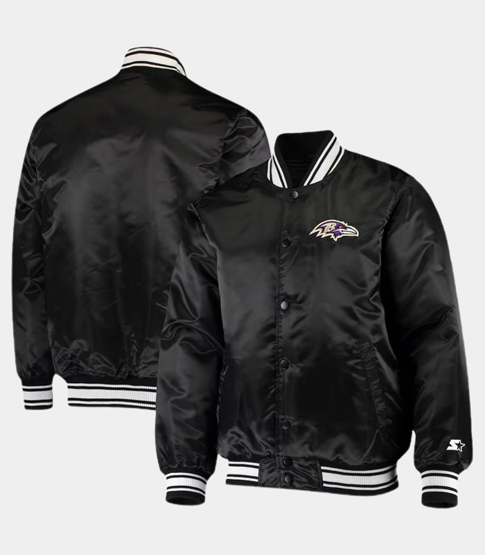 Men’s Baltimore Ravens Black Satin Jacket - Image 2