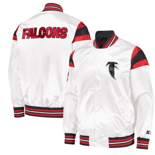 Men's Atlanta Falcons Starter White Vintage Satin Full-Snap Varsity Jacket