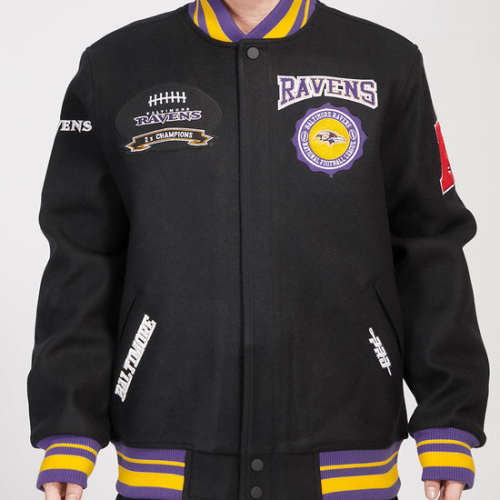 Men’s Baltimore Ravens Crest Emblem Black Wool Jacket