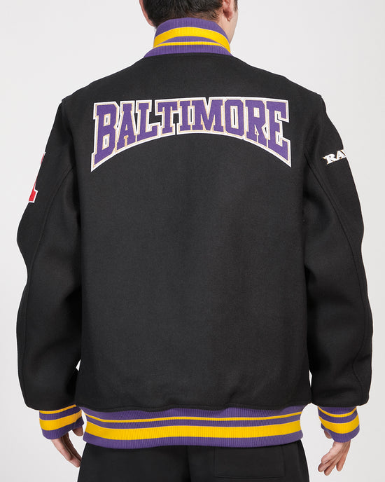 Men’s Baltimore Ravens Crest Emblem Black Wool Jacket - Image 2