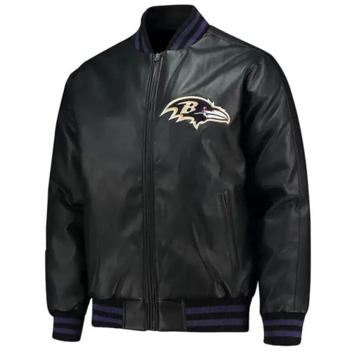 NFL Baltimore Ravens Men’s Black Leather Jacket