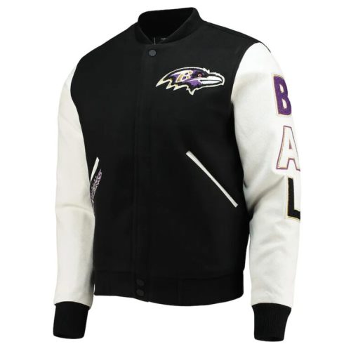NFL Baltimore Ravens Men’s Black and White Letterman Jacket