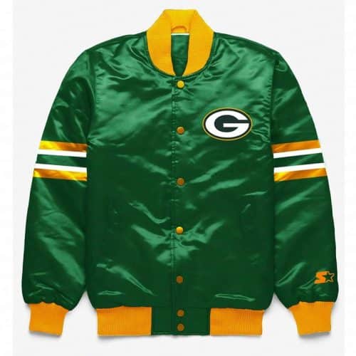 Men’s Green Bay Packers Button Down Green Satin Jacket