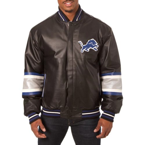 NFL Men’s Detroit Lions Black Leather Jacket