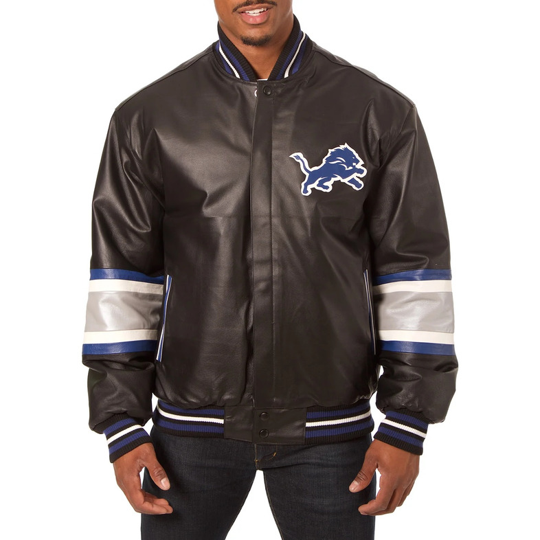NFL Men’s Detroit Lions Black Leather Jacket