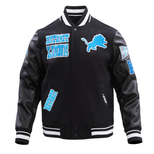 Men’s Detroit Lions Wool Mashup Black Varsity Jacket