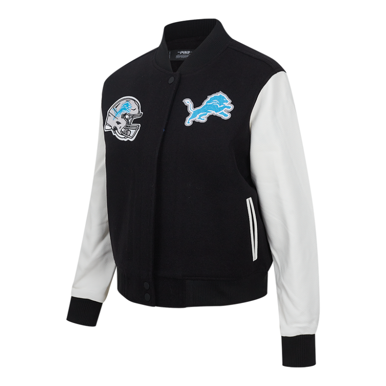 NFL Detroit Lions Women’s Black Varsity Jacket - Image 2