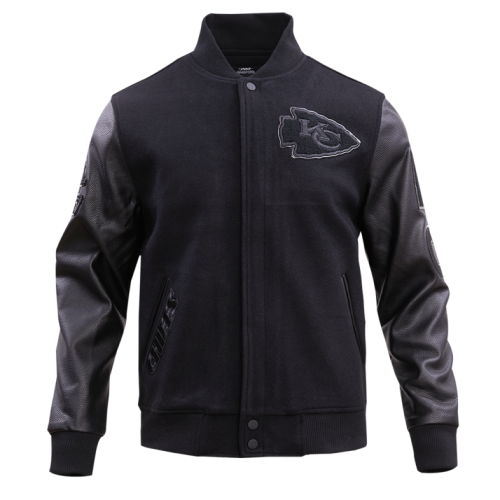 Men’s Kansas City Chiefs Triple Black Wool Varsity Jacket