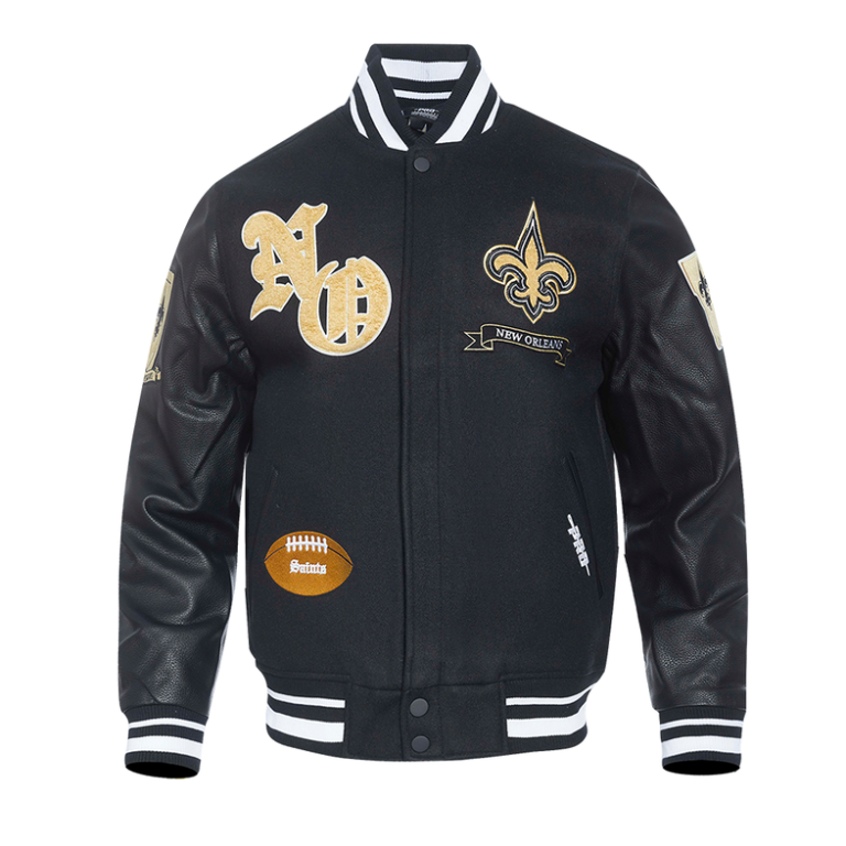 New Orleans Saints Pro Prep Men’s Wool Varsity Jacket - Image 2