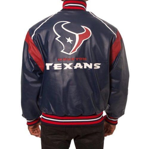 Men’s Houston Texans Navy and Red Leather Jacket