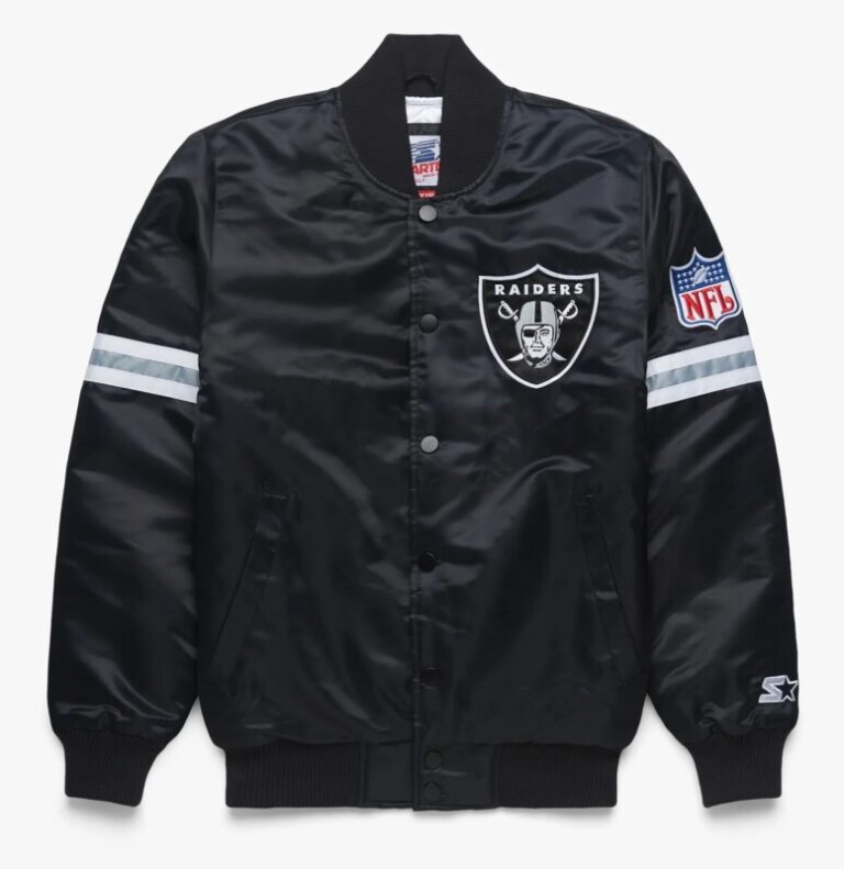 NFL Las Vegas Raiders Striped Black Satin Jacket