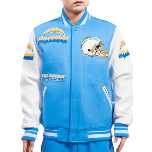 Los Angeles Chargers Mashup Blue and White Varsity Jacket