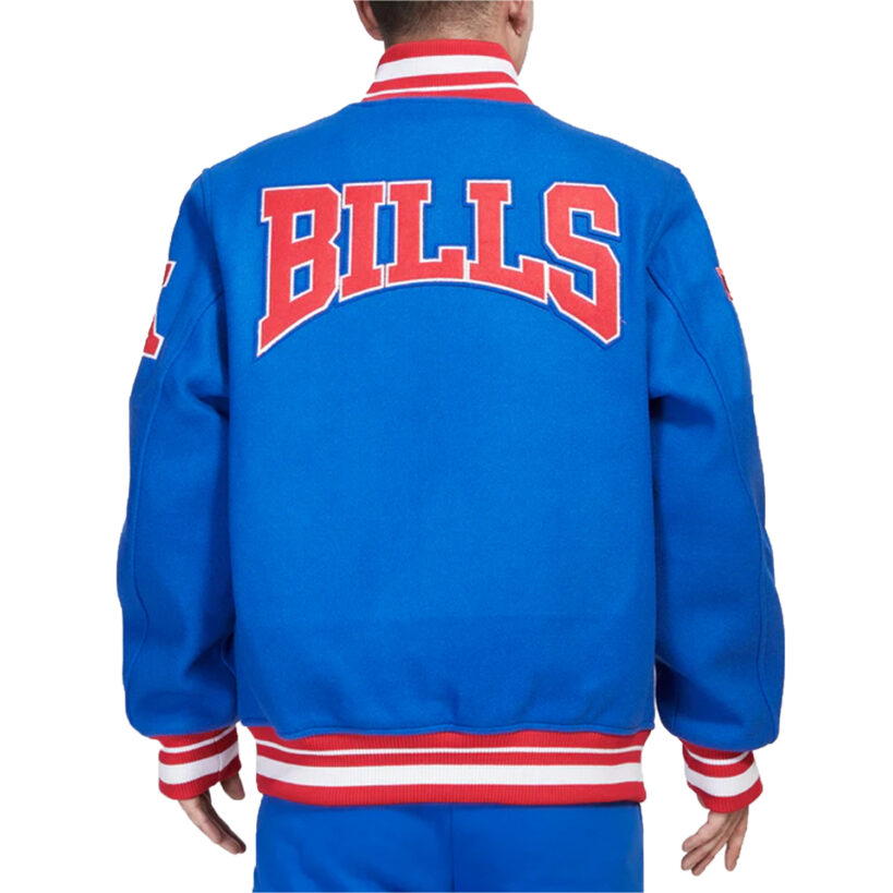 Buffalo Bills Crest Emblem Royal Varsity Wool Jacket - Image 2
