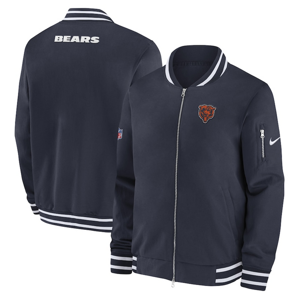 Mens-Chicago-Bears-Navy-Coach-Full-Zip-Bomber-Jackets