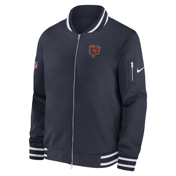 Men’s Chicago Bears Navy Coach Full-Zip Bomber Jacket - Image 2