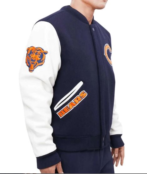Men’s Chicago Bears Wool Letterman Jacket - Image 5