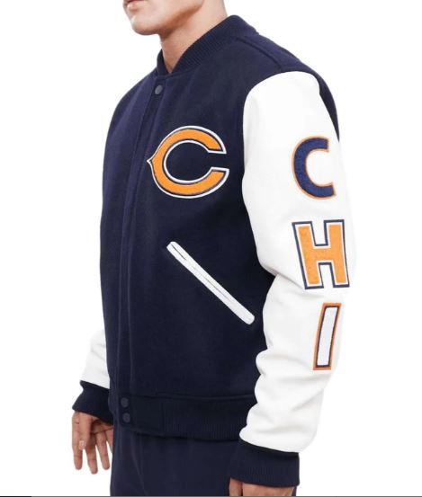 Men’s Chicago Bears Wool Letterman Jacket - Image 3