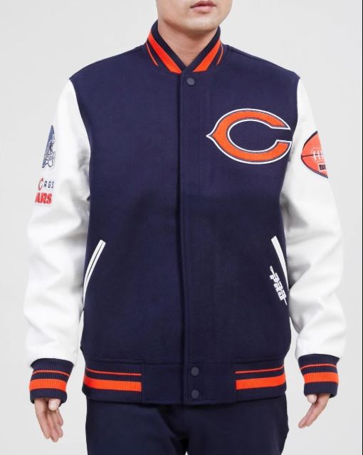 Men’s Chicago Bears Wool Old English Wool Varsity Jacket
