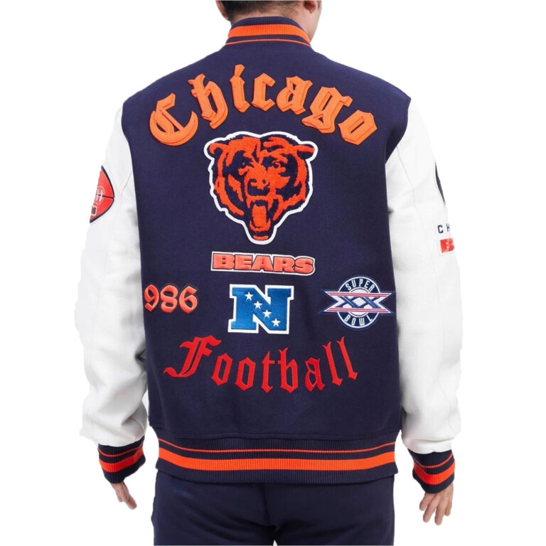 Chicago Bears Wool Old English Wool Varsity Jacket - Image 2