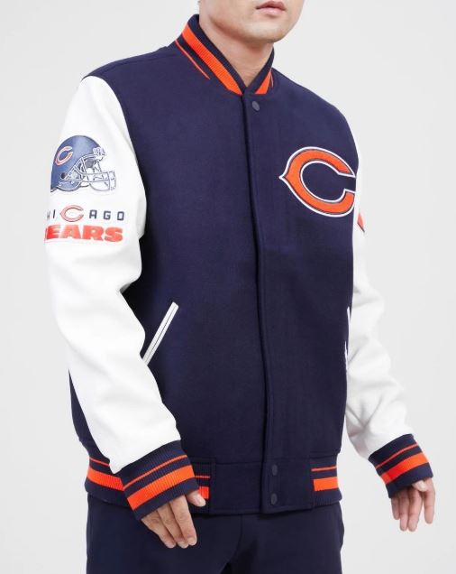 Chicago Bears Wool Old English Wool Varsity Jacket - Image 3