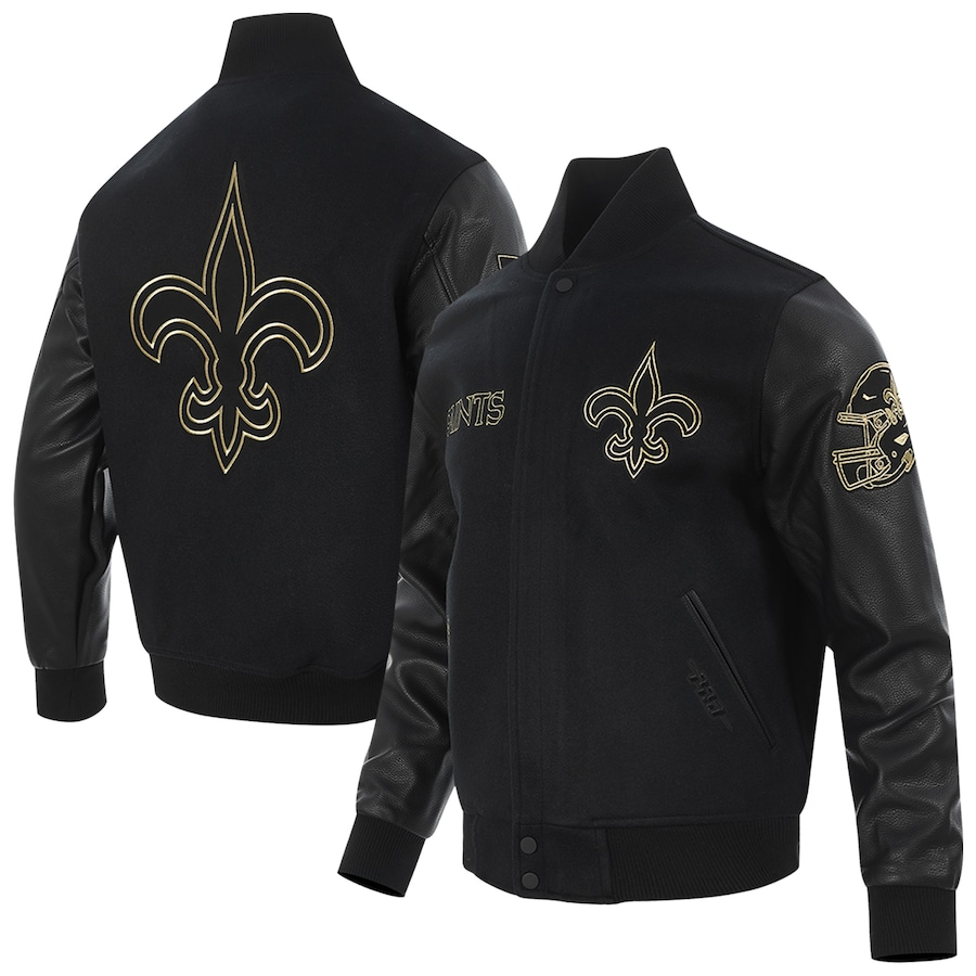Men’s New Orleans Saints Gold Black Full-Zip Varsity Jacket