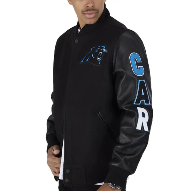 NFL Carolina Panthers Men’s Wool and Leather Varsity Jacket - Image 3