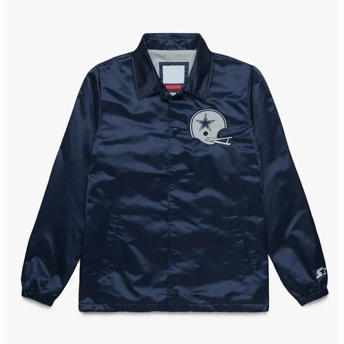 NFL Dallas Cowboys Coach Navy Satin Jacket