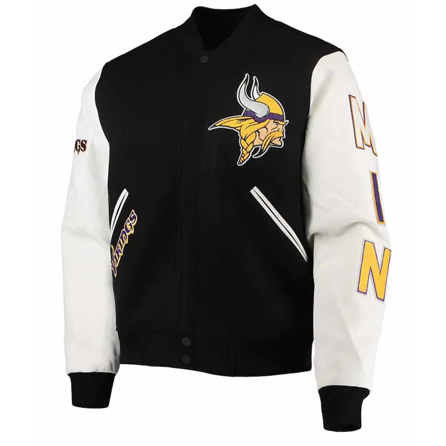 NFL-Minnesota-Vikings-Black-and-White-Wool-Varsity-Jacket-2