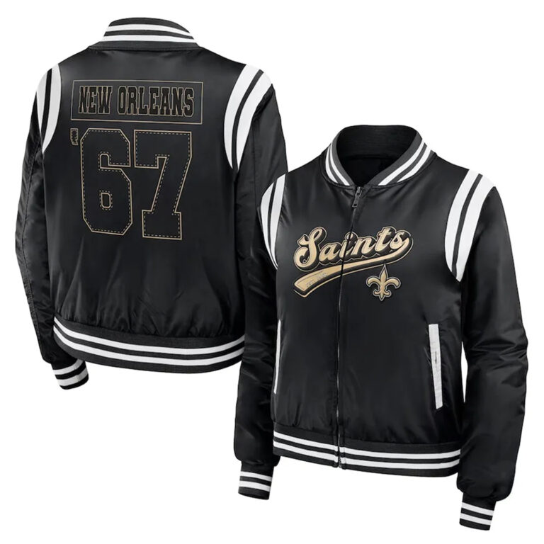 NFL Women's WEAR by Erin Andrews Black New Orleans Saints Bomber Jacket