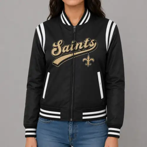 NFL Women's WEAR by Erin Andrews Black New Orleans Saints Bomber Jacket