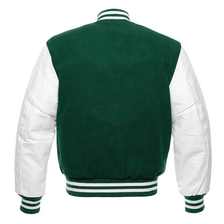 Men’s New York Jets Green and White Varsity Jacket - Image 3