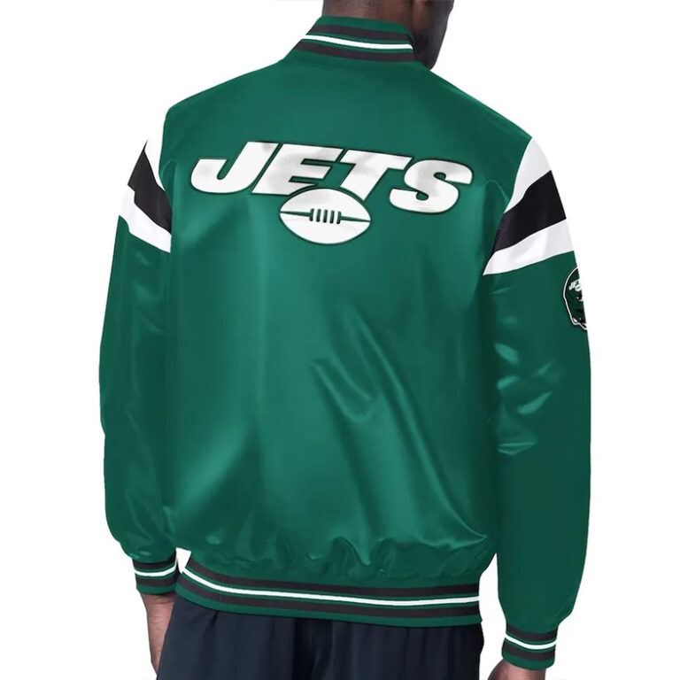 NY Jets Mens Midweight Green Satin Jacket - Image 3