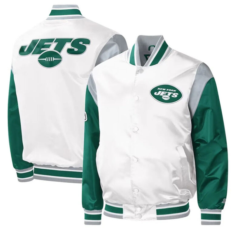 NY Jets Throwback Mens Varsity Satin Jacket